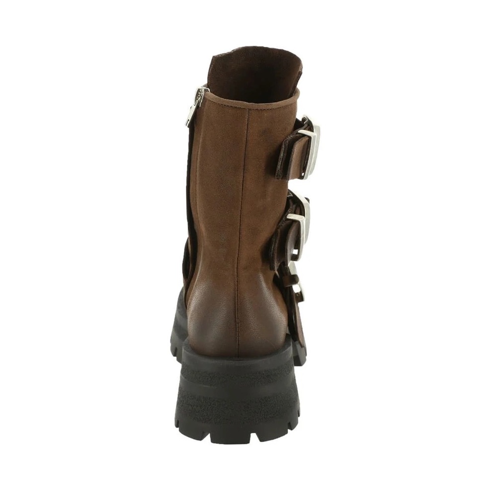 NWOB Steve Madden Roland Leather Chunky Buckle Ankle Bootie Brown Sz 7.5 - Picture 5 of 6